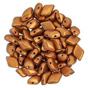 GemDuo 2-Hole Diamond Shaped Bead, Saturated Metallic Russet Orange, 7.5 grams