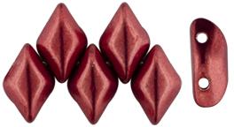 GemDuo 2-Hole Diamond Shaped Bead, Sueded Gold Samba Red, 7.5 grams