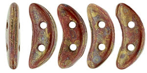 CzechMates Two Hole Crescent, Opaque Red Bronze Picasso