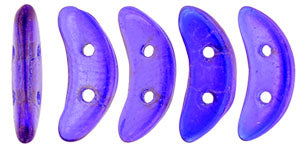 CzechMates Two Hole Crescent, Luster Iris Cobalt