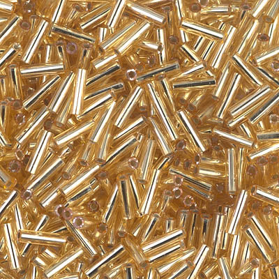 Miyuki 6mm Bugle Beads, Silver Lined Gold (was BGL2-062), BGL2-0003, 17 grams
