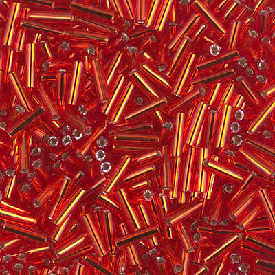 Miyuki 6mm Bugle Beads, Silver Lined Flame Red (was BGL2-043), BGL2-0010, 17 grams