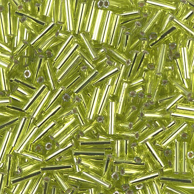 Miyuki 6mm Bugle Beads, Silver Lined Chartreuse, BGL2-0014, 17 grams