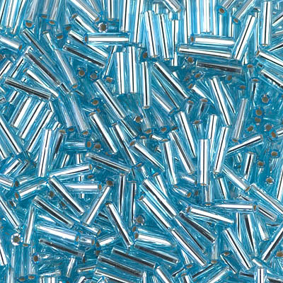 Miyuki 6mm Bugle Beads, Silver Lined Aqua (was BGL2-066), BGL2-0018, 17 grams