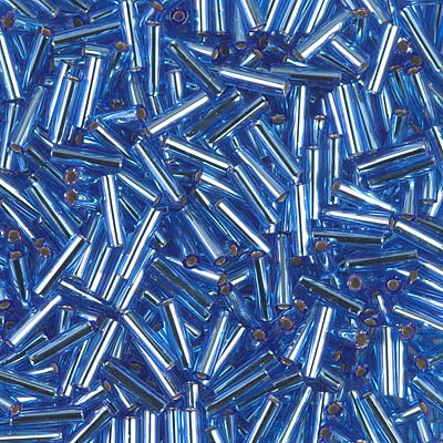 Miyuki 6mm Bugle Beads, Silver Lined Sapphire, BGL2-0019, 17 grams