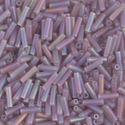 Miyuki 6mm Bugle Beads, Matte Transparent Smoky Amethyst AB, BGL2-0142FR, 17 grams