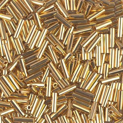 Miyuki 6mm Bugle Beads, 24kt Gold Plated, BGL2-0191, 17 grams
