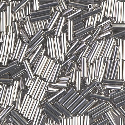 Miyuki 6mm Bugle Beads, Palladium Plated, BGL2-0194, 17 grams