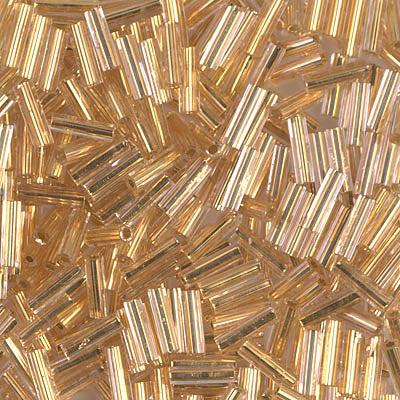 Miyuki 6mm Bugle Beads, 24kt Gold Lined Crystal Hex Cut, BGL2-0195H, 17 grams