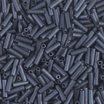 Miyuki 6mm Bugle Beads, Matte Gunmetal, BGL2-2001, 17 grams