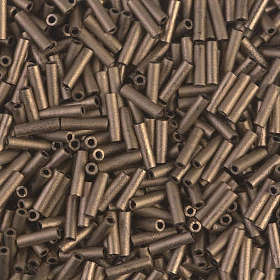 Miyuki 6mm Bugle Beads, Matte Metallic Dark Bronze, BGL2-2006, 17 grams