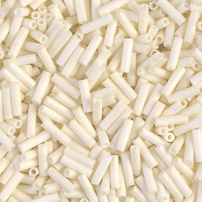 Miyuki 6mm Bugle Beads, Matte Opaque Cream, BGL2-2021, 17 grams