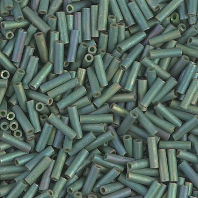 Miyuki 6mm Bugle Beads, Matte Metallic Sage Green Luster, BGL2-2031, 17 grams