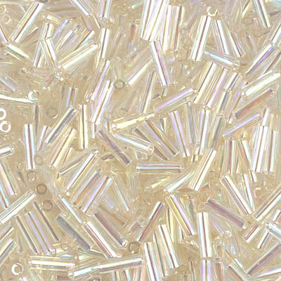 Miyuki 6mm Bugle Beads, Crystal Ivory Gold Luster, BGL2-2442, 17 grams