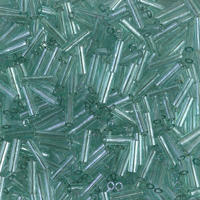 Miyuki 6mm Bugle Beads, Transparent Sea Foam Luster, BGL2-2445, 17 grams