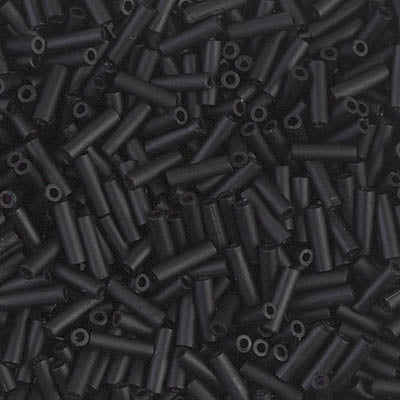 Miyuki 6mm Bugle Beads, Matte Black, BGL2-0401F, 17 grams