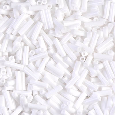 Miyuki 6mm Bugle Beads, Opaque White (was BGL2-049), BGL2-0402, 17 grams