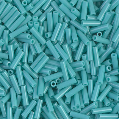 Miyuki 6mm Bugle Beads, Opaque Turquoise Green, BGL2-0412, 17 grams