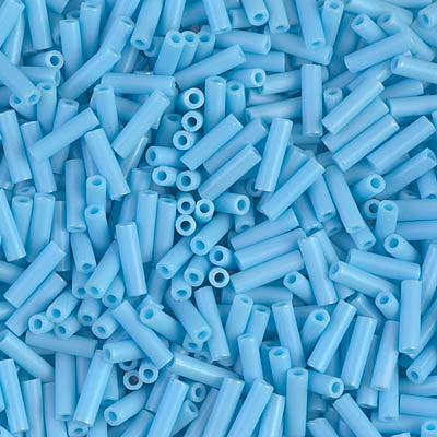 Miyuki 6mm Bugle Beads, Matte Opaque Turquoise Blue AB, BGL2-0413FR, 17 grams