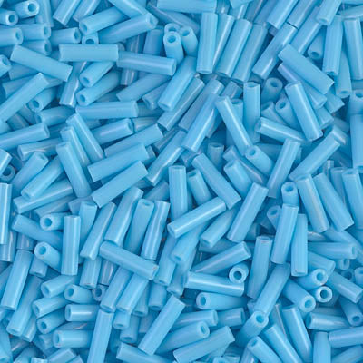 Miyuki 6mm Bugle Beads, Opaque Turquoise Blue, BGL2-0413, 17 grams