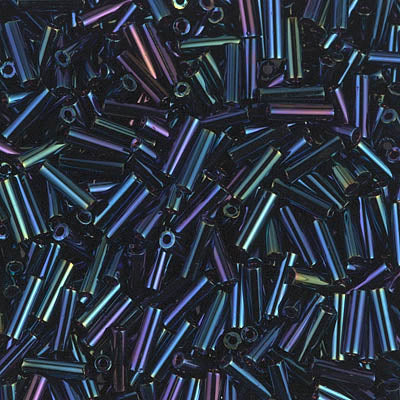 Miyuki 6mm Bugle Beads, Metallic Dark Blue Iris (was BGL2-084), BGL2-0452, 17 grams