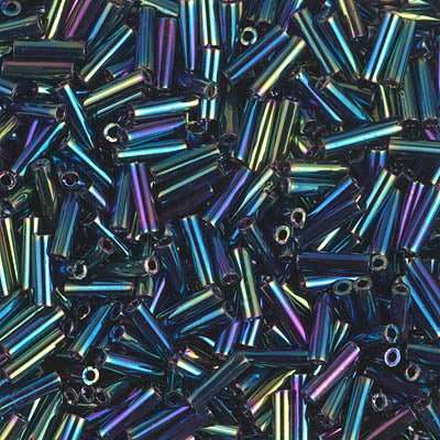 Miyuki 6mm Bugle Beads, Metallic Variegated Blue Iris, BGL2-0455, 17 grams