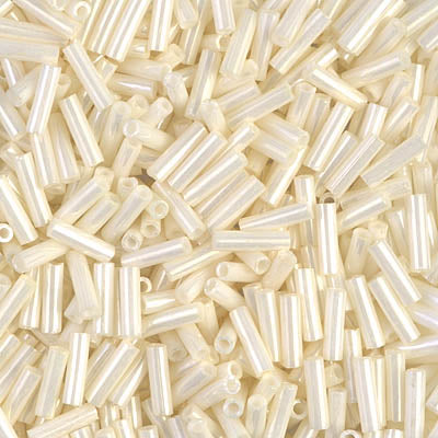 Miyuki 6mm Bugle Beads, Cream Ceylon, BGL2-0594, 17 grams