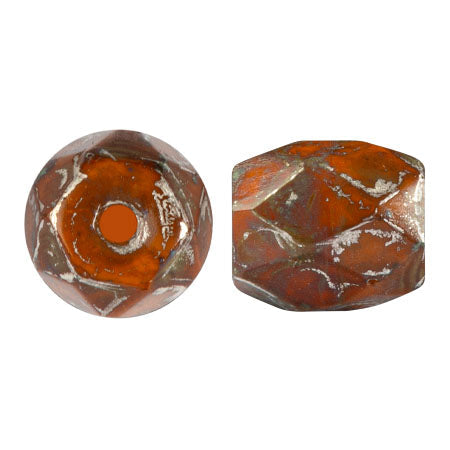 Baros Par Puca® Czech glass bead, Frost Tangerine New Picasso, 10 grams