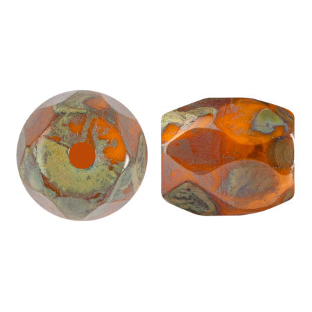 Baros Par Puca® Czech glass bead, Frost Tangerine Travertin, 10 grams