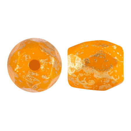 Baros Par Puca® Czech glass bead, Frost Tangerine Splash, 10 grams