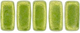 Czechmate 3mm X 6mm Brick Glass Czech Two Hole Bead, Saturated Metallic Lime Punch
