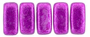 Czechmate 3mm X 6mm Brick Glass Czech Two Hole Bead, Saturated Metallic Spring Crocus