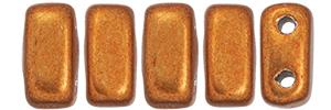 Czechmate 3mm X 6mm Brick Glass Czech Two Hole Bead, Saturated Metallic Russet Orange