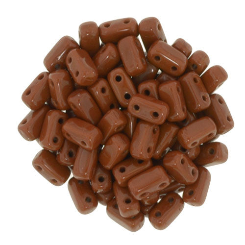 Czechmate 2mm X 6mm Brick Glass Czech Two Hole Bead, Umber - Barrel of Beads