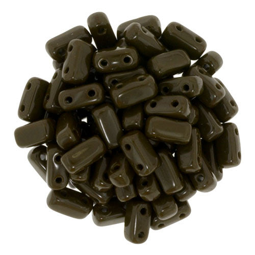 Czechmate 2mm X 6mm Brick Glass Czech Two Hole Bead, Chocolate Brown - Barrel of Beads