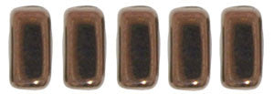 Czechmate 2mm X 6mm Brick Glass Czech Two Hole Bead, Dark Bronze - Barrel of Beads