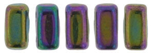 Czechmate 2mm X 6mm Brick Glass Czech Two Hole Bead, Iris Purple - Barrel of Beads