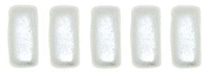 Czechmate 3mm X 6mm Brick Glass Czech Two Hole Bead, Pearl Coat - Snow