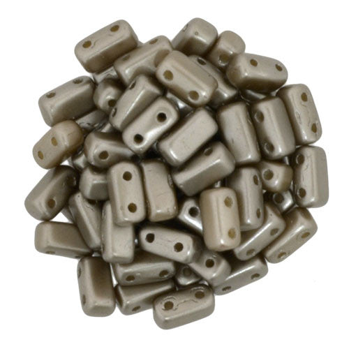 Czechmate 2mm X 6mm Brick Glass Czech Two Hole Bead, Pearl Coat - Brown Sugar - Barrel of Beads