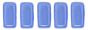Czechmate 2mm X 6mm Brick Glass Czech Two Hole Bead, Pearl Coat - Baby Blue - Barrel of Beads