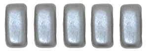 Czechmate 2mm X 6mm Brick Glass Czech Two Hole Bead, Pearl Coat-Silver - Barrel of Beads