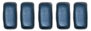 Czechmate 2mm X 6mm Brick Glass Czech Two Hole Bead, Pearl Coat - Steel Blue - Barrel of Beads
