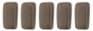 Czechmate 2mm X 6mm Brick Glass Czech Two Hole Bead, Pearl Coat - Bistre - Barrel of Beads