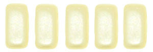 Czechmate 2mm X 6mm Brick Glass Czech Two Hole Bead, Pearl Coat-Cream - Barrel of Beads