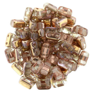 Czechmate 2mm X 6mm Brick Glass Czech Two Hole Bead, Apollo (Gold) - Barrel of Beads