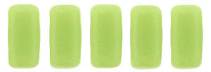 Czechmate 2mm X 6mm Brick Glass Czech Two Hole Bead, Honeydew - Barrel of Beads