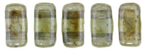 Czechmate 2mm X 6mm Brick Glass Czech Two Hole Bead, Luster Transparent Green - Barrel of Beads