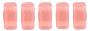 Czechmate 2mm X 6mm Brick Glass Czech Two Hole Bead, Milky Pink - Barrel of Beads