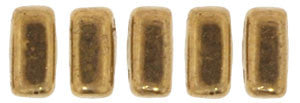 Czechmate 2mm X 6mm Brick Glass Czech Two Hole Bead, Bronze - Barrel of Beads