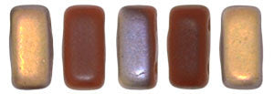 Czechmate 2mm X 6mm Brick Glass Czech Two Hole Bead, Matte Apollo Umber - Barrel of Beads
